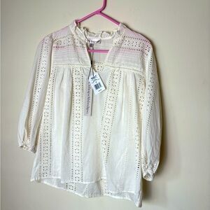 NWT Catherine Malandrino Cream Lace Blouse